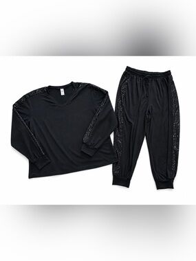 Black Sequin Lounge Set – DAISY RAE- 2X